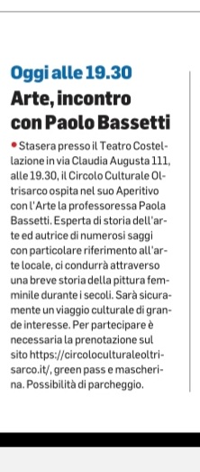DONNA & PITTURA ieri & oggi con Paola Bassetti Screenshot 20210930 082730 Alto Adige