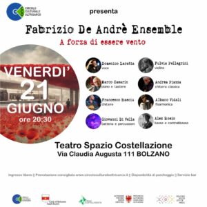 FABRIZIO DE ANDRE' ENSEMBLE "A FORZA DI ESSERE VENTO" De Andre locandina